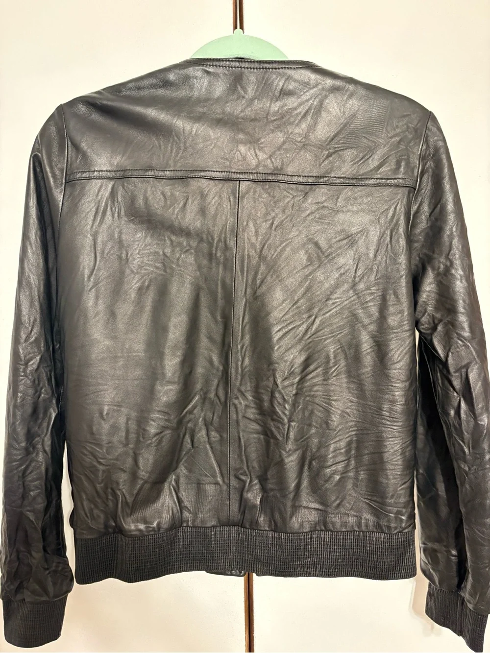 Michael Kors Collection Black Leather Bomber Jacket Made In Italy Luxury Sz 8